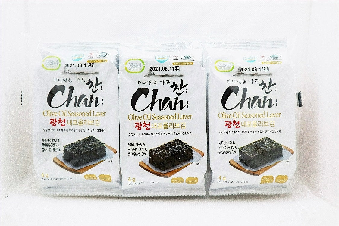 6320 Chan Olive Oil Seasoned Seaweed Snack 3packs 찬 올리브김 도시락 3단(수출용)