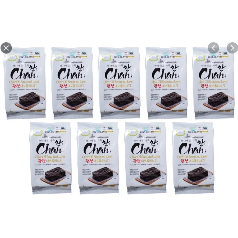 6321 Chan Olive Oil Seasoned Seaweed Snack 9packs 찬 올리브김 도시락 9단(수출용)