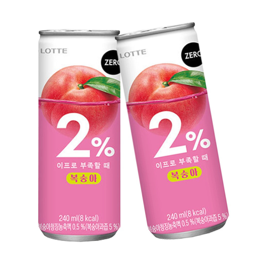 1773 Lotte Chilsung 2% Peach, Zero 롯데칠성 이프로 부족할 때 복숭아 제로240ml